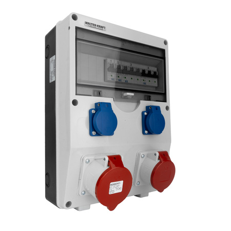 Baustromverteiler 32A 16A 2x230V Schuko System Stromverteiler Mennekes-Steckdosen Walter-Kraft KW-0003-D