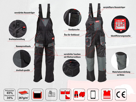 Latzhosen Arbeitshose Arbeitskleidung Berufsbekleidung TVARDY Gr. S-XXL T01020-S