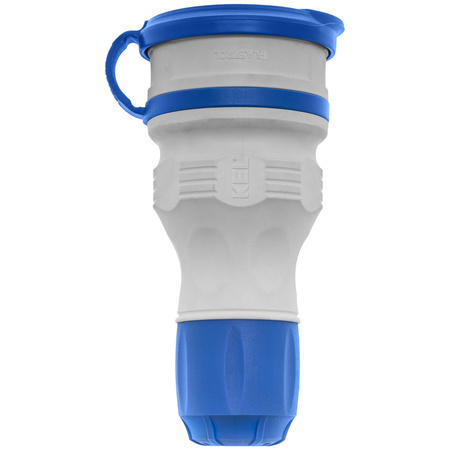 Tragbare zerlegbar Steckdose 230V Schuko IP44 mit Klappe Grau-Blau W-01149