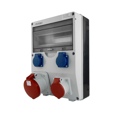 Baustromverteiler Unbestückt TD 63A Stromverteiler 16A 2x230V Mennekes Steckdosen Doktorvolt DV-2244-D