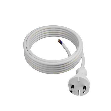 Anschlusskabel 5m mit geradem Stecker TYP E 230V 16A 2×1 mm² H05VV-F PP-21 Weiß W-98343