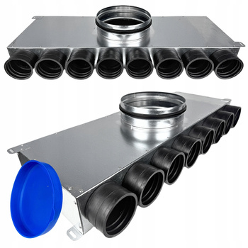 Lüftungsverteiler Verteilerkasten 8x75 Ø200 Wohnraumlüftung Luftverteiler E-KRR-8X75/200-OC (0+8+0)