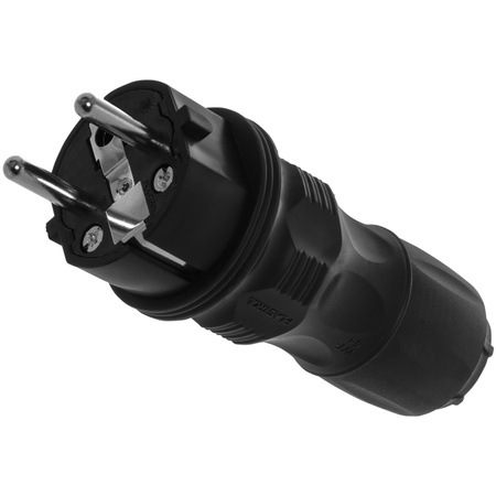 Zerlegbarer gerader Stecker WT-54 IP54 2P+E 16A 250V Uni-Schuko schwarz W-97446