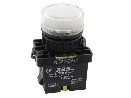 XBS weiß 1W LED Leuchtmelder Kontrolleuchte Signal- Lampe Licht 22mm 230V NG22-EV71