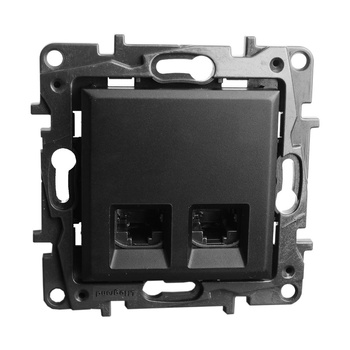 Computersteckdose 2xRJ45 CAT5e FTP schwarz Niloe Step 863558
