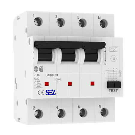 SEZ FI/LS B40 30mA 4p 10kA RCBO FI/LS-Schalter 0090907 Kombi Schalter 0032