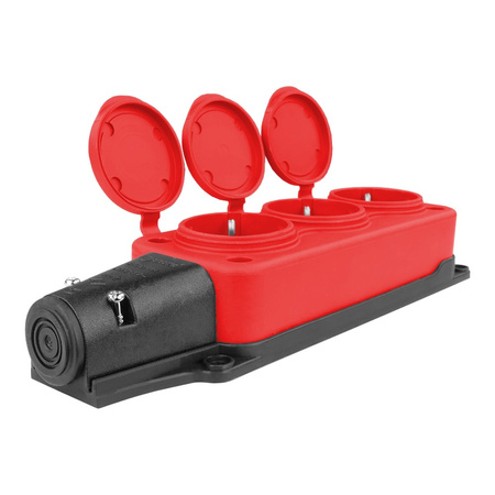 Steckdosenleiste Mehrfachsteckdose 3-fach Aussen Schuko rot 3101-308-1600