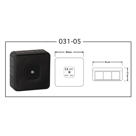 Abzweigdose VP-31 Aufputzdose 12 Einführungen schwarz 400V 031-05