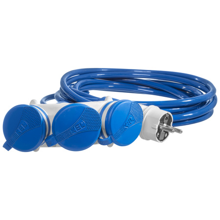 Dreifach-Verlängerungskabel 10m 250V 16A Schuko 3×2P+Z H07BQ-F 3×1,5 mm² IP44 W-01199