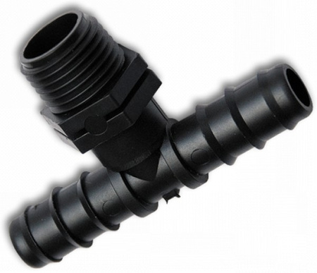 Bradas T-Stück mit AG 1/2" für Tropfschlauch PE Rohren mit Schlauchstecker 20mm DSWA06-1220L