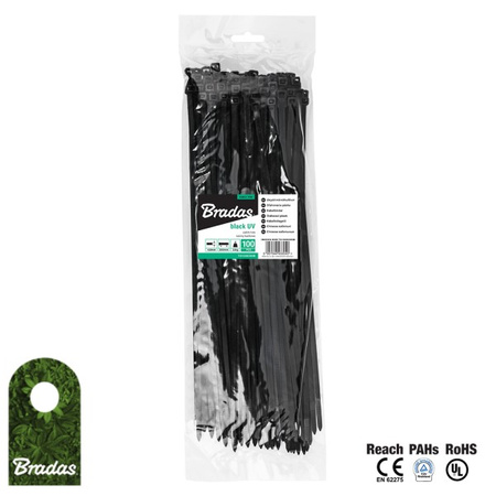 100Stk. Kabelbinder 2,2x100mm UVBlack schwarz Bradas TS1022100B