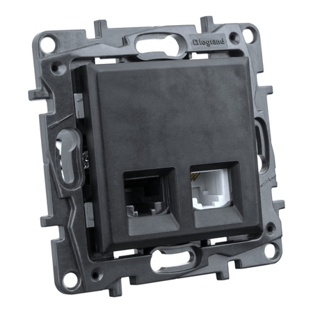 Computersteckdose RJ45 + Telefonsteckdose RJ11 schwarz Niloe Step 863556