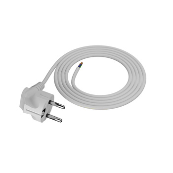Anschlusskabel 2m mit Winkelstecker Uni-Schuko 250V 16A 3x1 mm² OMY PP-50 Weiß W-97167