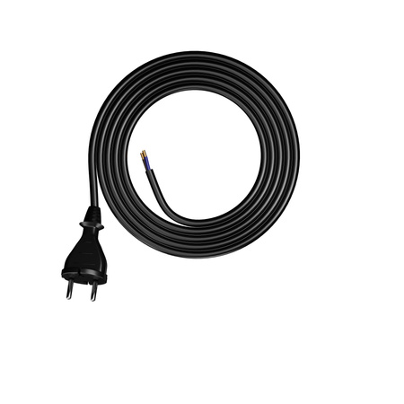 Anschlusskabel 2m mit geradem Stecker TYP E 230V 16A 2×1,5 mm² H07BQ-F PP-21 Schwarz W-98578