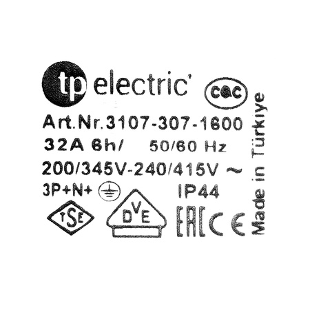 Wandsteckdose CEE Aufputz Kombi Steckdose 5P 32A IP44 400V VDE TP Electric 3107-307-1600