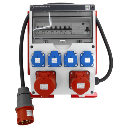 Baustromverteiler 16A 32A CEE 4x230V mit Hängeständer und Stecker mit Kabel  TGD-S/FI Stromverteiler Wandverteiler mit VDE Sicherungen Doktorvolt DV-6067-D