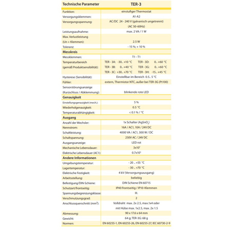ELKO Thermostat zur Temperaturüberwachung und -regelung TER-3H im Bereich von -15°C bis +45°C einstufig 8468