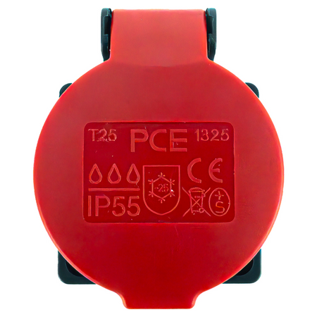 Anbausteckdose 16A 230V IP55 Einbausteckdose Schutzkontakt rot Schweizer System T25 PCE 1325