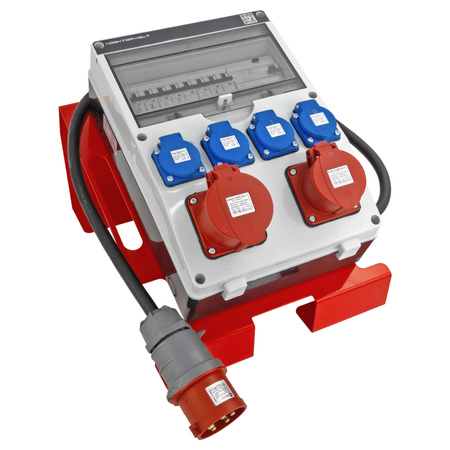 Baustromverteiler 16A 32A CEE 4x230V mit Hängeständer und Stecker mit Kabel  TGD-S/FI Stromverteiler Wandverteiler mit VDE Sicherungen Doktorvolt DV-6067-D