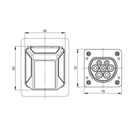 Ladesteckdose Typ 2- für Elektrofahrzeuge IP44/54 PCE 4459