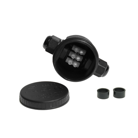 Runde Installationsdose PO2-3T IP66 mit 3-poliger Klemme Schwarz W-00402