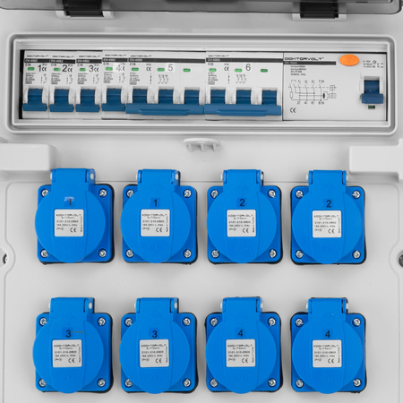 Baustromverteiler 2x16A 32A CEE 8x230V Stromverteiler Mobilverteiler mit Kabel Doktorvolt TR-S/FI DV-5022-D