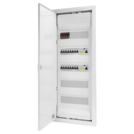 Sicherungskasten Unterputz Verteilerkasten 5-reihig 60 Module 14xMCB 2xRCCB VDE Saltek Überspannungsschutz Unterverteilung verdrahtet Verteilerschrank mit Sicherungen 880,50x348x94,5mm Hager Hohlwand Verteiler Abzweigklemmen Doktorvolt DV-6289-PT