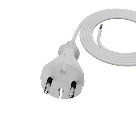 Anschlusskabel 1,5m mit geradem Stecker TYP E 230V 16A 2×1 mm² H05VV-F PP-21 Weiß W-98335