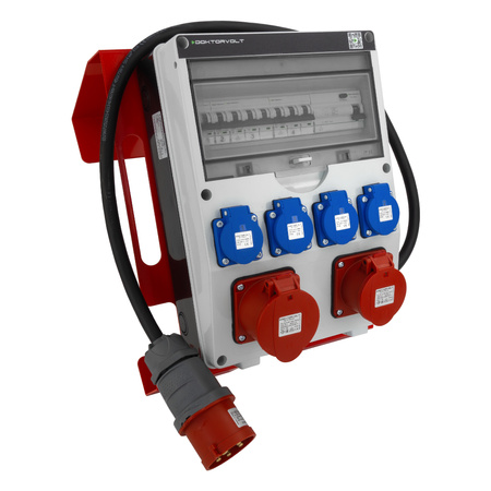 Baustromverteiler 16A 32A CEE 4x230V mit Hängeständer und Stecker mit Kabel  TGD-S/FI Stromverteiler Wandverteiler mit VDE Sicherungen Doktorvolt DV-6067-D