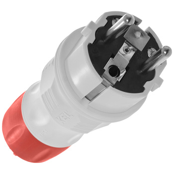 Zerlegbarer gerader Stecker WT-54 IP54 2P+E 16A 250V Uni-Schuko grau-rot W-98000