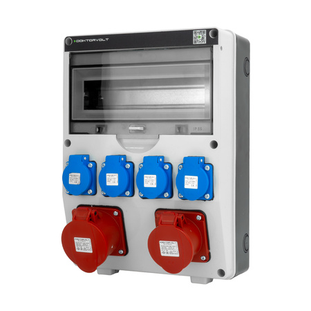 Baustromverteiler 32A/16A CEE 4x230V Stromverteiler TGD Wandverteiler ohne Sicherungen Doktorvolt DV-6029-D