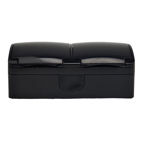 Doppel Aufputz Steckdose Schwarz Schuko ViPlast IP44 182-05