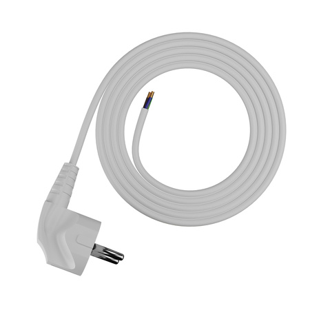 Anschlusskabel 2m mit Winkelstecker Uni-Schuko 250V 16A 3x1 mm² OMY PP-50 Weiß W-97167