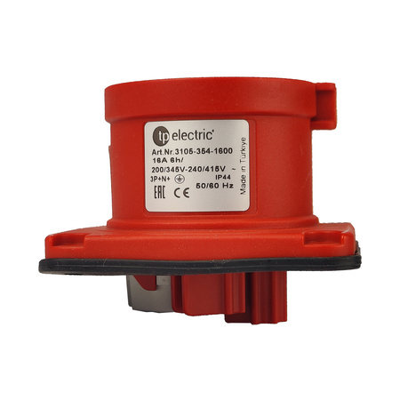 CEE Einbaustecker mit Phasenwender gerade 5P 16A 400V IP44 75x75 3105-354-1600