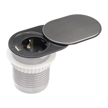 Möbelsteckdose mit 1x 230V Schuko 1x USB-A Anschluss W-72012