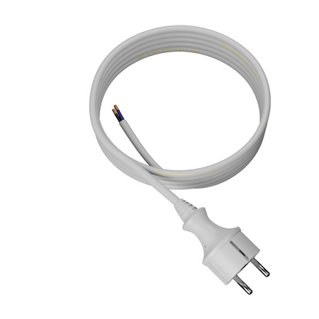 Anschlusskabel 3m IP44 mit geradem Stecker 250V 16A 3x1,5 mm² H05VV-F PP-40H Weiß W-98383