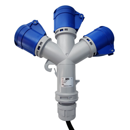 Marlanvil CEE Camping Adapterleitung Mehrfachsteckdose 3x 16A 3P 230V mit 1,5m Kabel IP44 6.80130.1