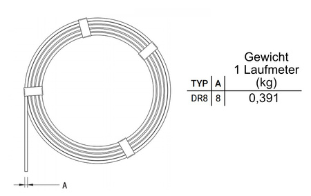 Blitzschutz Ableitung Runddraht Edelstahl FI8 Blitzschutzleitung 26,5KG DR 8 NI