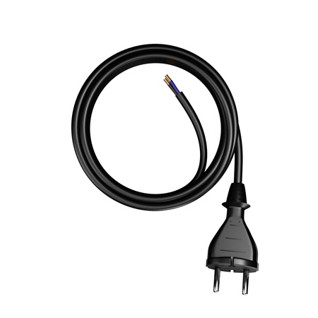 Anschlusskabel 5m mit geradem Stecker TYP E 230V 16A 2×1,5 mm² H05RR-F PP-21 Schwarz W-97196