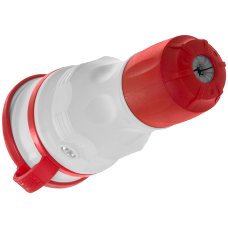 Tragbare zerlegbar Steckdose 230V Schuko IP44 mit Klappe Grau-Rot W-01147