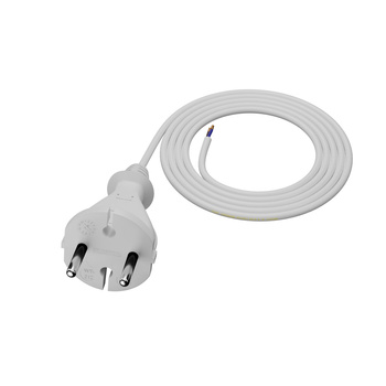 Anschlusskabel 1,5m mit geradem Stecker TYP E 230V 16A 2×1 mm² H05VV-F PP-21 Weiß W-98335