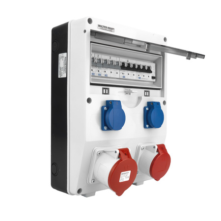 Baustromverteiler Walter-Kraft-S/FI 32A 16A 2x230 Schuko System Mennekes-Steckdosen KW-0010-D