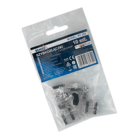 Schnellverbinder 2x2,5mm - 10 Stk. Verbindungsklemme 2-polig E00-PC252-10