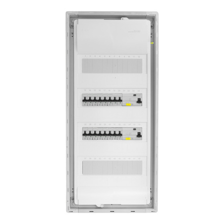 Sicherungskasten Unterputz Verteilerkasten 4-reihig 48 Module 14xMCB 2xRCCB VDE Unterverteilung verdrahtet Verteilerschrank mit Sicherungen 755,50 x348x98mm Hager Hohlwand Verteiler Abzweigklemmen Doktorvolt  DV-6265-PT