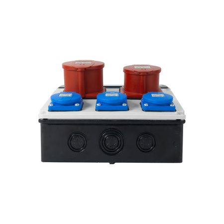 Baustromverteiler 16A 32A CEE 3x230V Stromverteiler mit Griff FI+LS-Schalter Wandverteiler Doktorvolt DV-8126-F