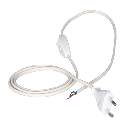 Anschlusskabel mit Schalter PWK-11 2m 2x0,75 mm² mit Flachstecker 250V 16A Weiß W-99720