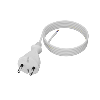 Anschlusskabel 3m mit geradem Stecker TYP E 230V 16A 2×1 mm² H05VV-F PP-21 Weiß W-98339