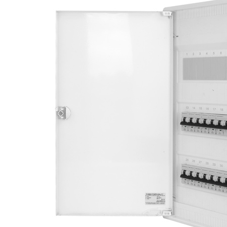 Sicherungskasten Aufputz Verteilerkasten 3-reihig 36 Module 14xMCB 2xRCCB VDE verdrahtet Verteilerschrank mit Sicherungen 515x305x96,5mm Hager Hohlwand Verteiler Abzweigklemmen Doktorvolt  DV-6333-NT