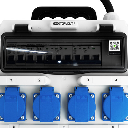 Baustromverteiler 2x16A 32A CEE 4x230V Mobilverteiler mit Griff und Kabel mit 32A CEE-Stecker Stromverteiler Doktorvolt DV-1420-F