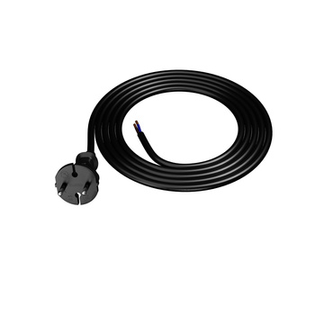 Anschlusskabel 1,5m mit geradem Stecker TYP E 230V 16A 2×1,5 mm² H07BQ-F PP-21 Schwarz W-98577